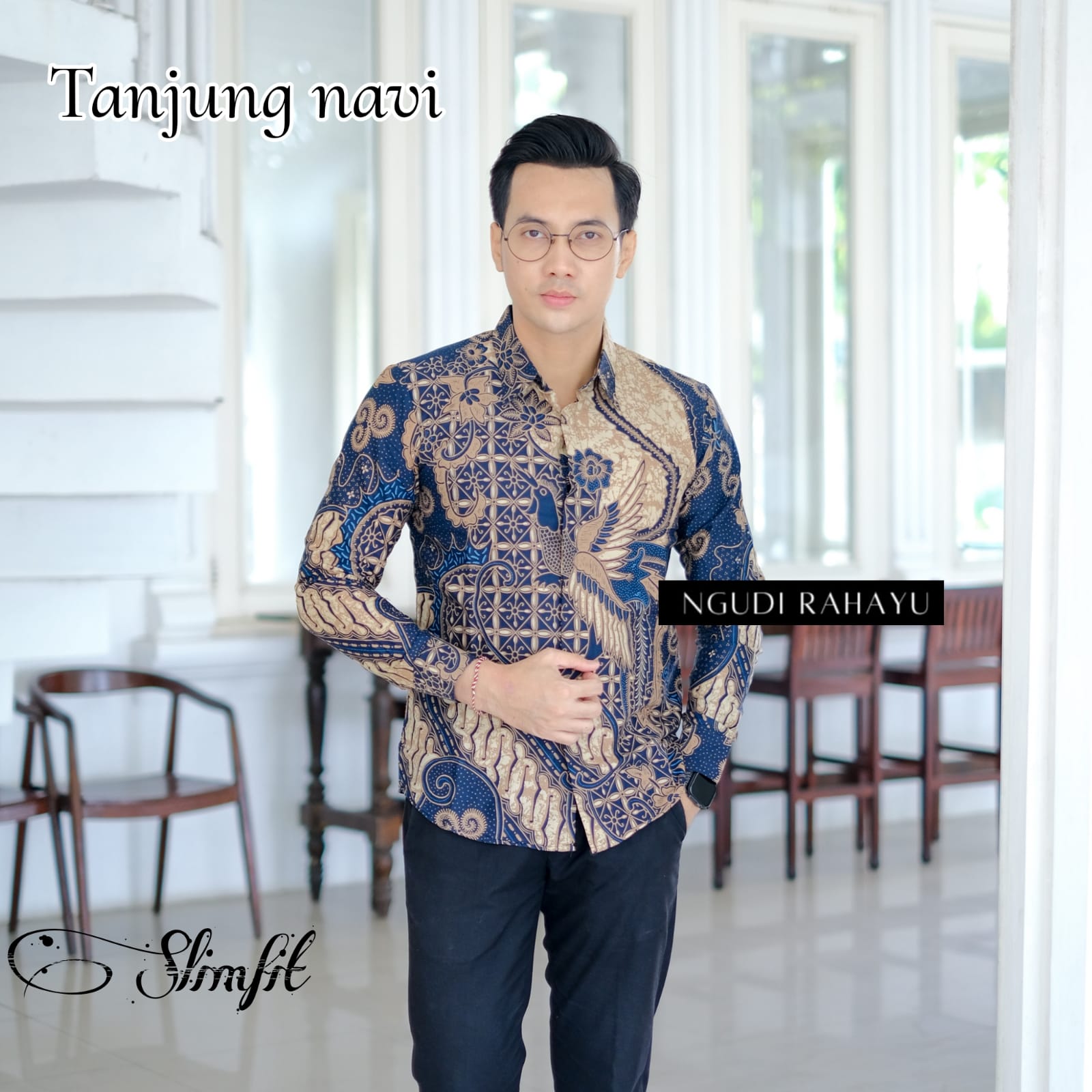 cover-TANJUNG NAVY Kemeja Batik Pria Solo Lengan Panjang Lapis Furing BY NGUDI RAHAYU-1