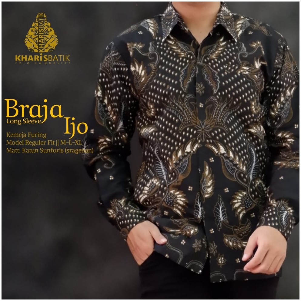 cover-BRAJA IJO Kemeja Batik Pria Solo Lengan Panjang Lapis Furing BY KHARIS-1