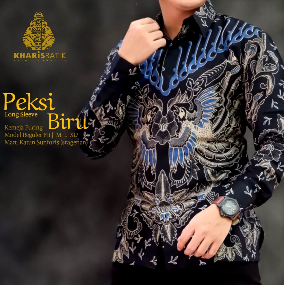 cover-PEKSI BIRU Kemeja Batik Pria Solo Lengan Panjang Lapis Furing BY KHARIS-1