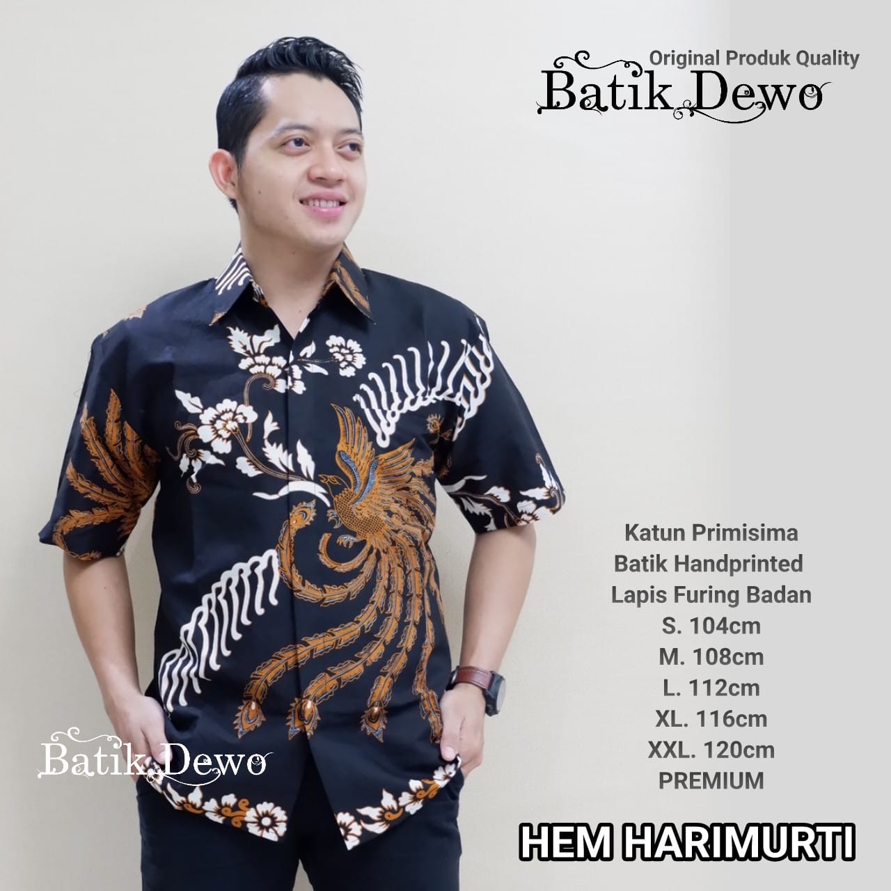 cover-HARIMURTI Kemeja Batik Pria Solo Lengan Pendek Lapis Furing BY DEWO-1