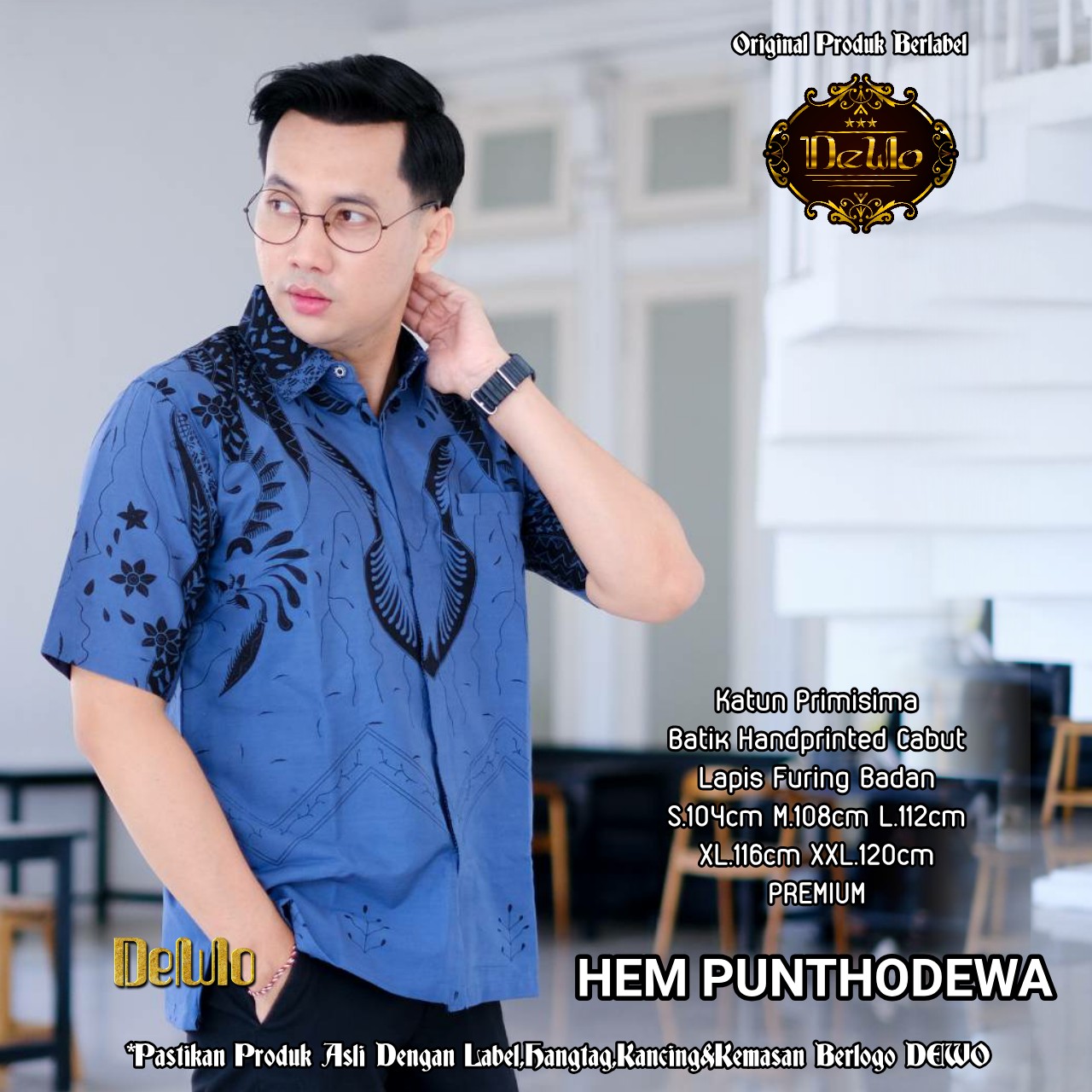 cover-PUNTHODEWO Kemeja Batik Pria Solo Lengan Pendek Lapis Furing BY DEWO-1