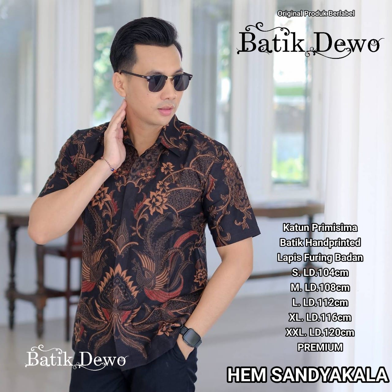 cover-SANDYAKALA Kemeja Batik Pria Solo Lengan Pendek Lapis Furing BY DEWO-1