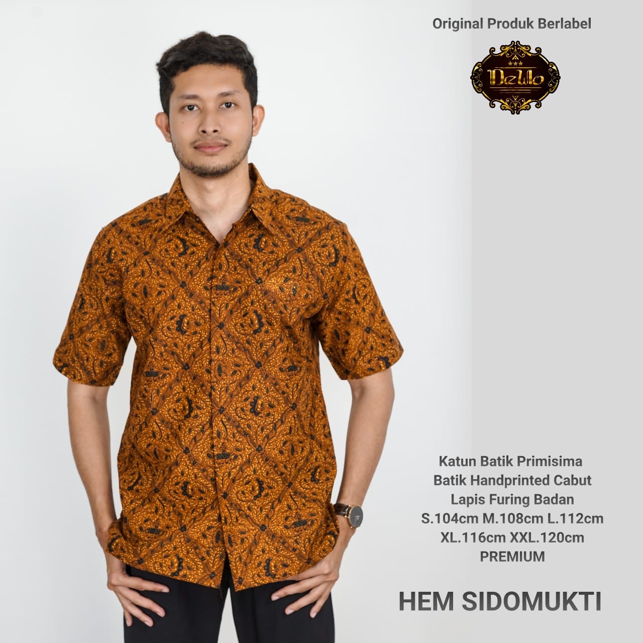 cover-SIDOMUKTI Kemeja Batik Pria Solo Lengan Pendek Lapis Furing BY DEWO-1