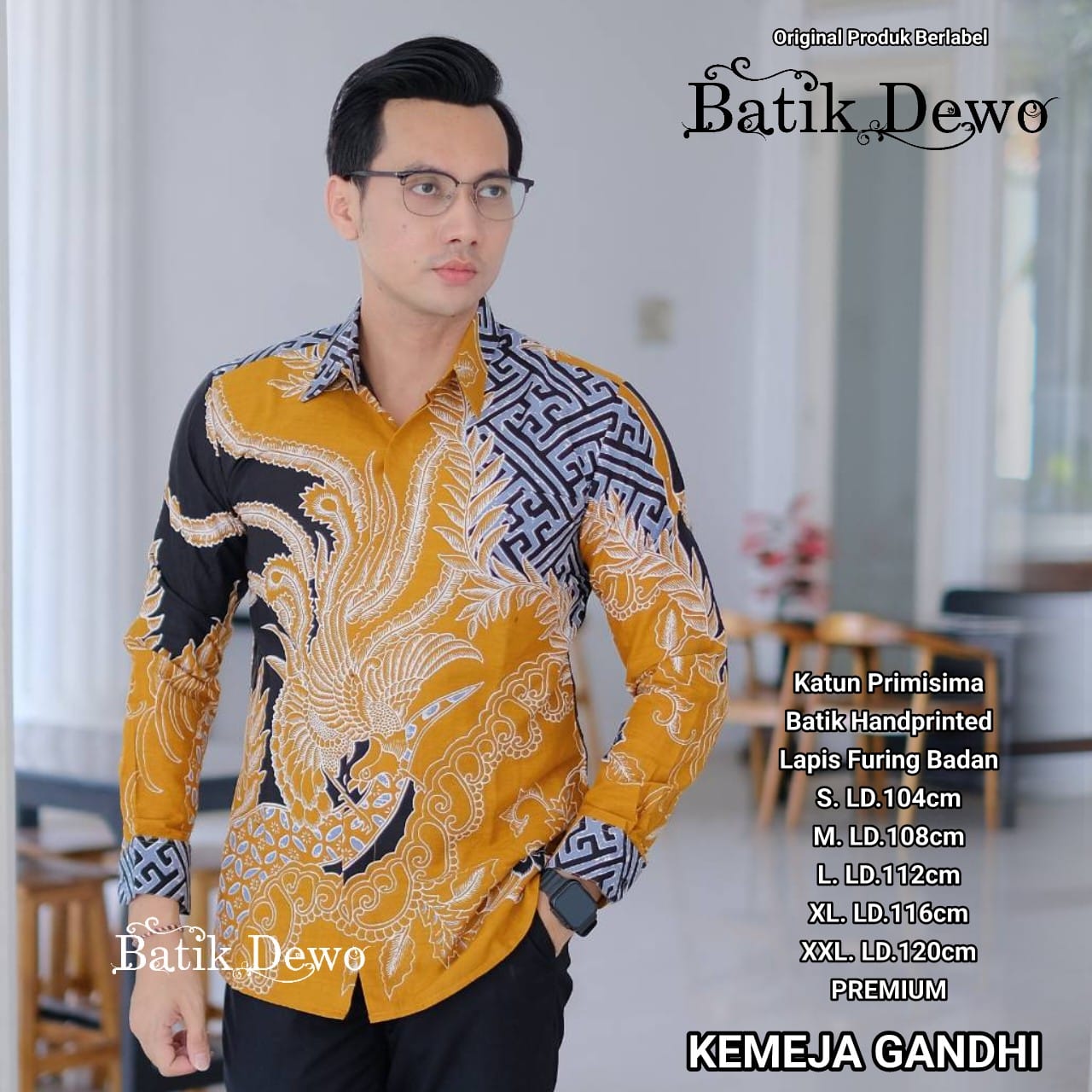 cover-GANDHI Kemeja Batik Pria Solo Lengan Panjang Lapis Furing BY DEWO-1