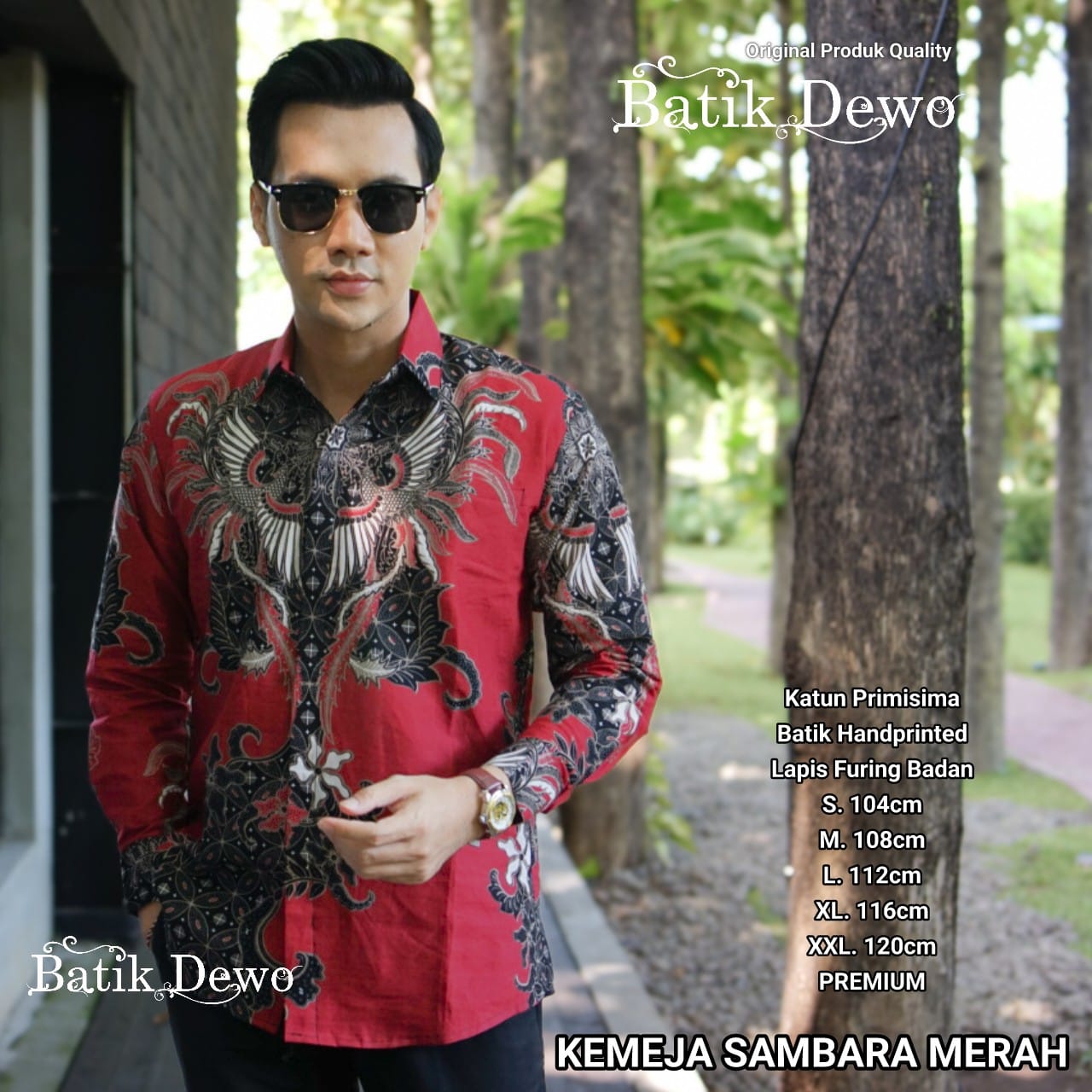 cover-SAMBARA MERAH Kemeja Batik Pria Solo Lengan Panjang Lapis Furing BY DEWO-1