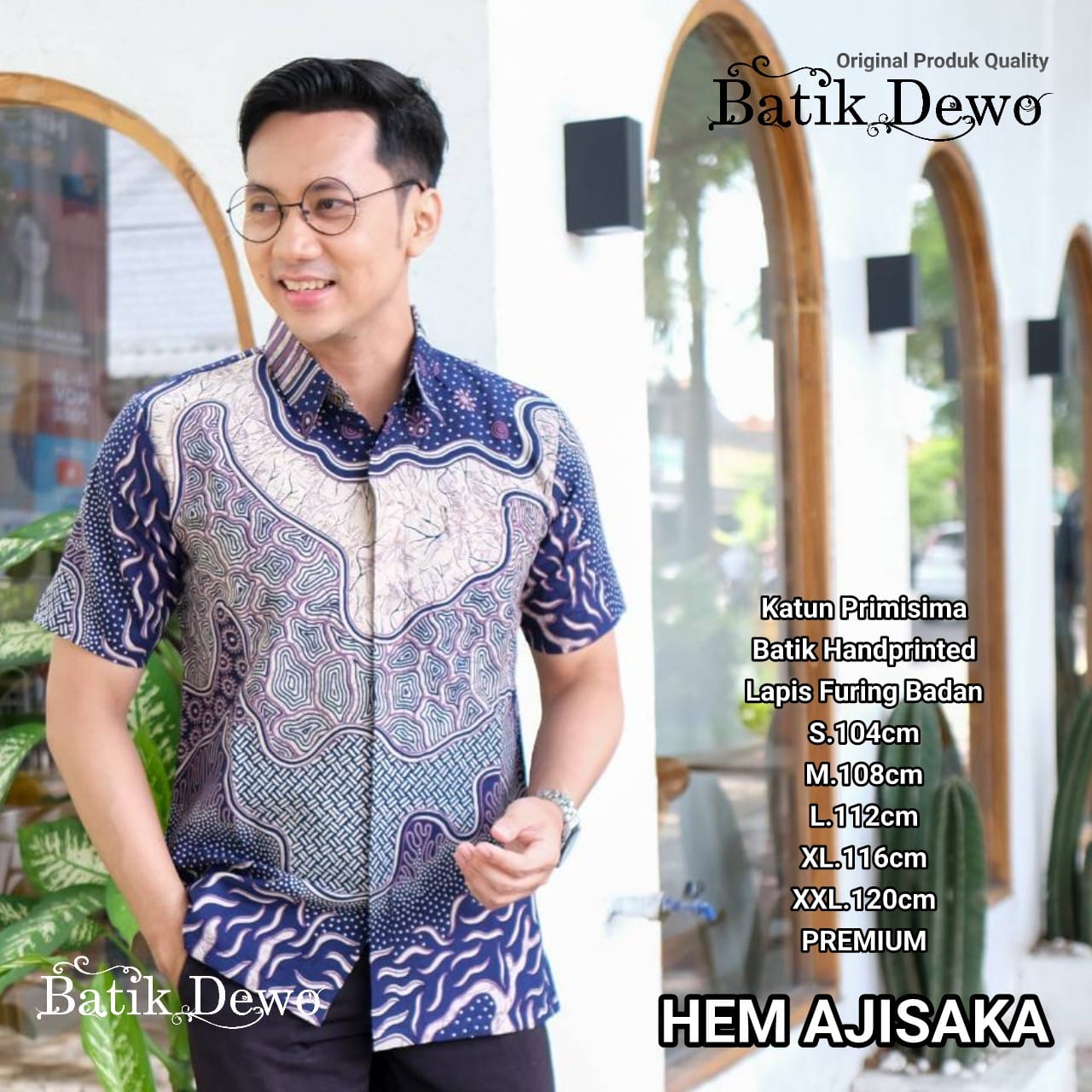 cover-AJISAKA Kemeja Batik Pria Solo Lengan Pendek Lapis Furing BY DEWO-1