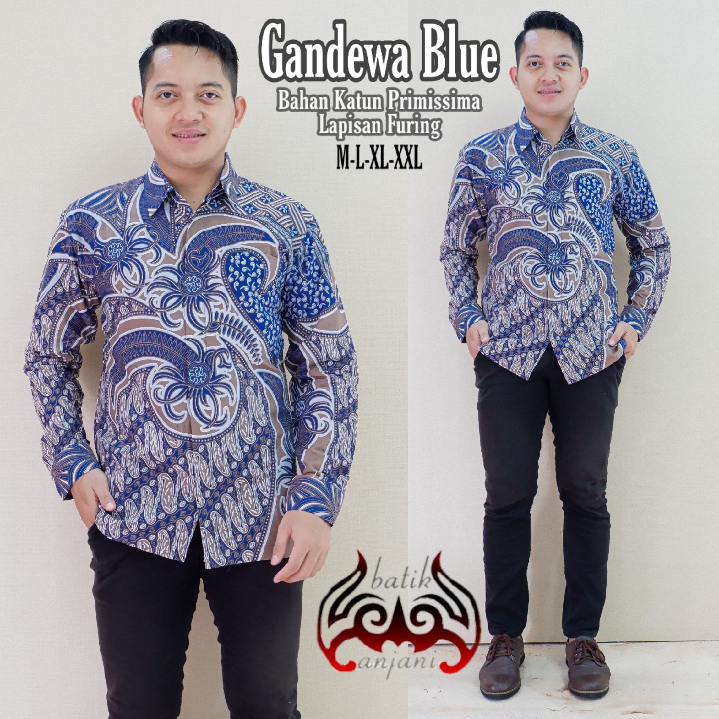 cover-GANDEWA BLUE Kemeja Batik Pria Solo Lengan Panjang Lapis Furing BY ANJANI-1