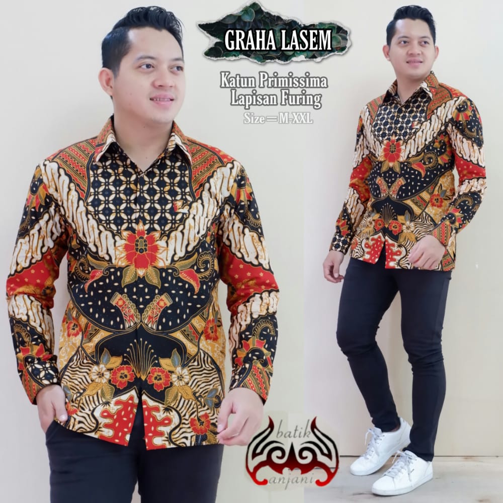cover-GRAHA LASEM Kemeja Batik Pria Solo Lengan Panjang Lapis Furing BY ANJANI-1