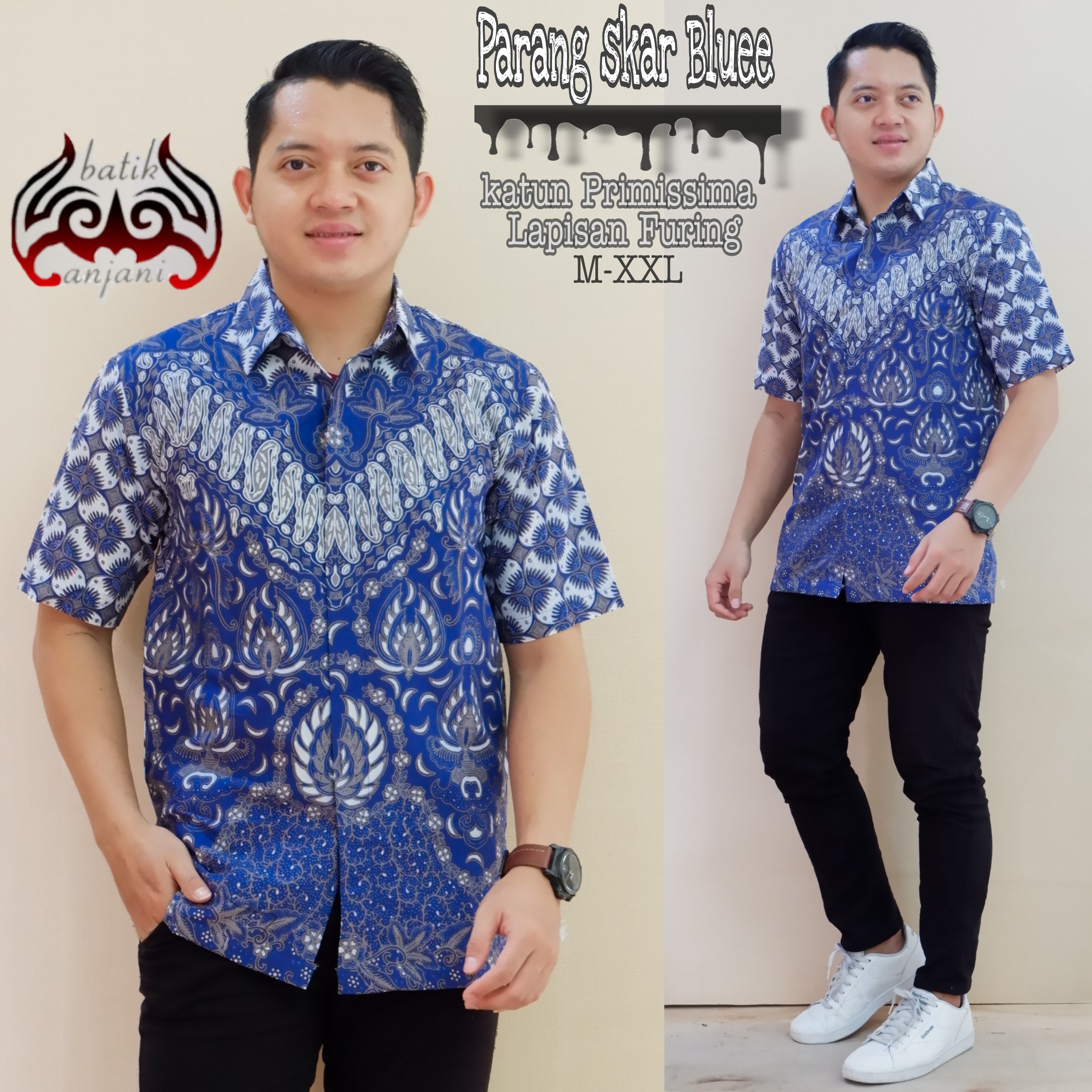 cover-PARANG SKAR BLUE Kemeja Batik Pria Solo Lengan Pendek Lapis Furing BY ANJANI-1