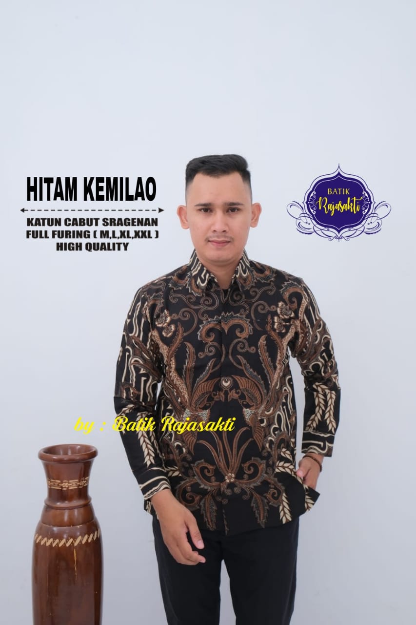 cover-HITAM KEMILAO Kemeja Batik Pria Solo Lengan PANJANG Lapis Furing BY RAJASAKTI-1