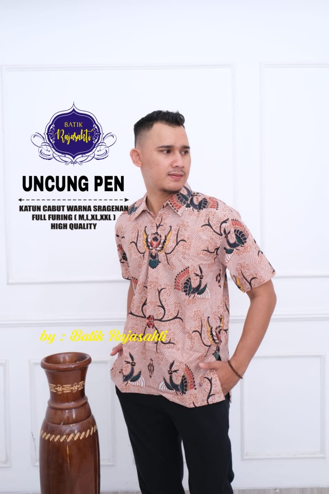 cover-UNCUNG Kemeja Batik Pria Solo Lengan PENDEK Lapis Furing BY RAJASAKTI-1