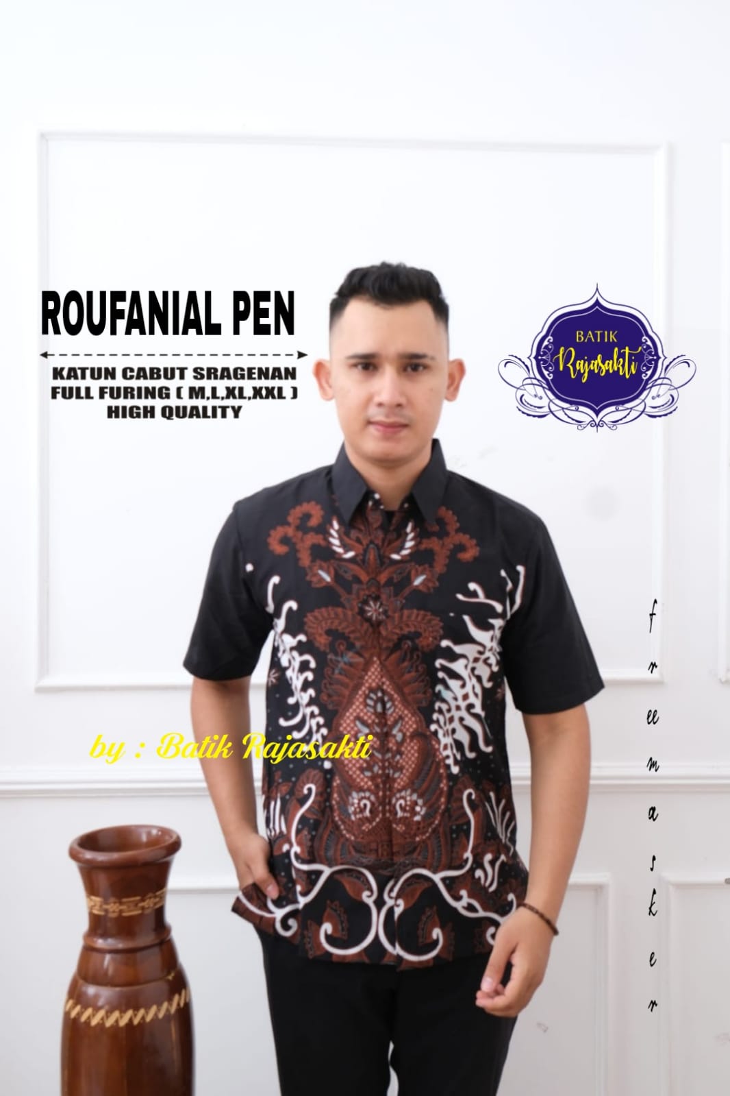 cover-ROUFANIAL Kemeja Batik Pria Solo Lengan PENDEK Lapis Furing BY RAJASAKTI-1