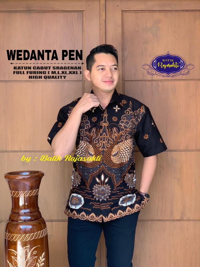 cover-WEDANTA PEN Kemeja Batik Pria Solo Lengan PENDEK Lapis Furing BY RAJASAKTI-1