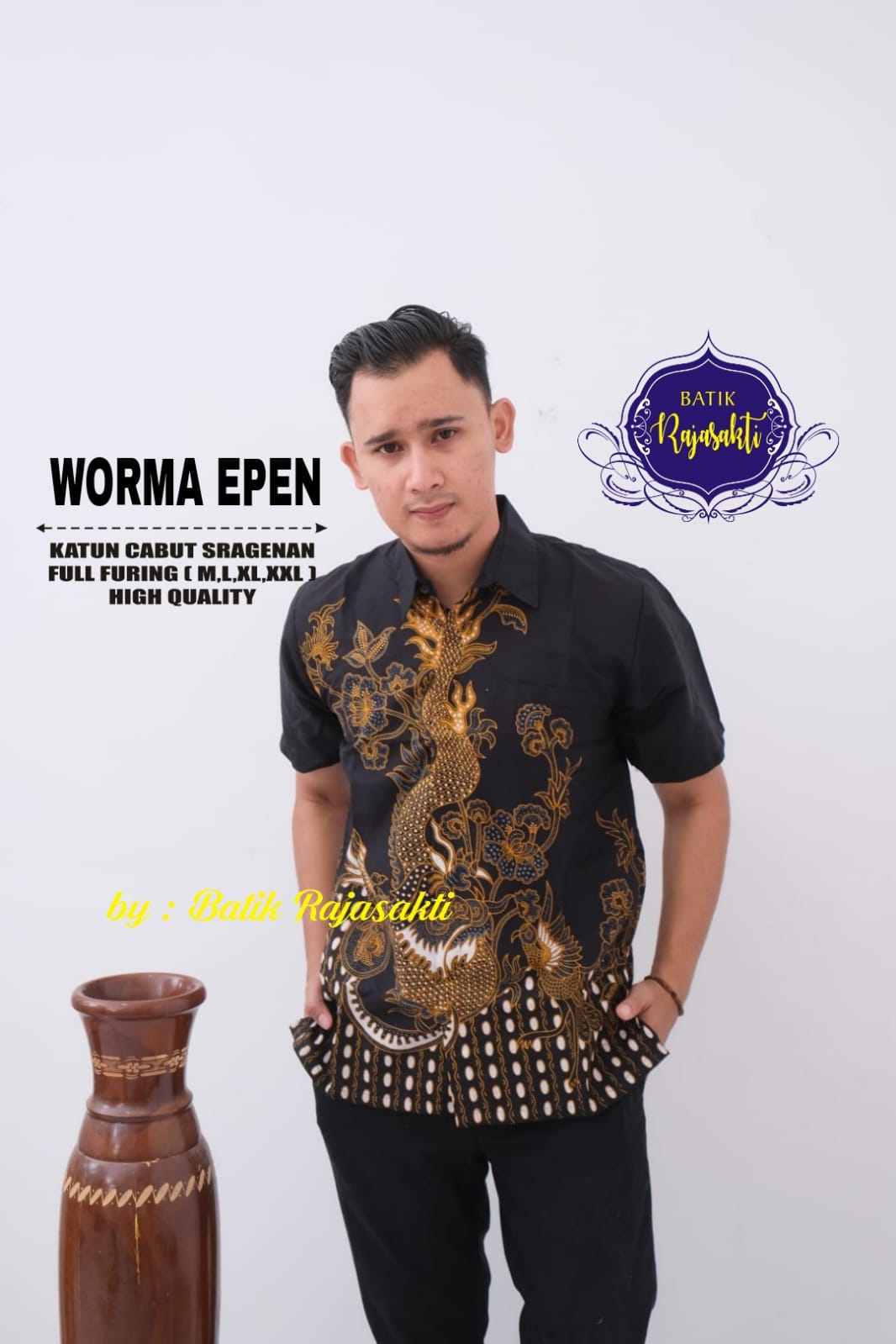 cover-WORMA EPEN Kemeja Batik Pria Solo Lengan PENDEK Lapis Furing BY RAJASAKTI-1