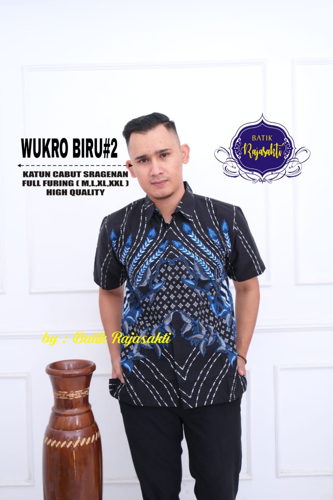 cover-WUKRO BIRU 2 Kemeja Batik Pria Solo Lengan PENDEK Lapis Furing BY RAJASAKTI-1
