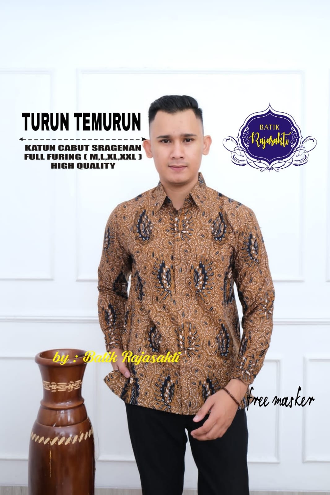 cover-TURUN TEMURUN Kemeja Batik Pria Solo Lengan PANJANG Lapis Furing BY RAJASAKTI-1