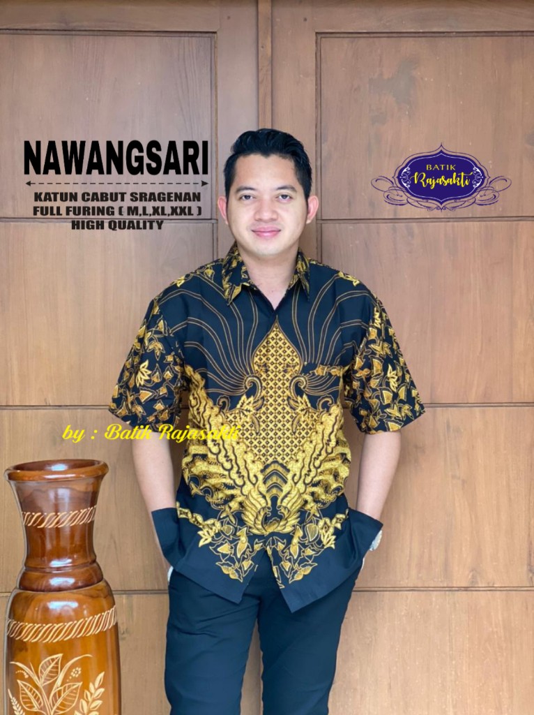 cover-NAWANGSARI Kemeja Batik Pria Solo Lengan PENDEK Lapis Furing BY RAJASAKTI-1