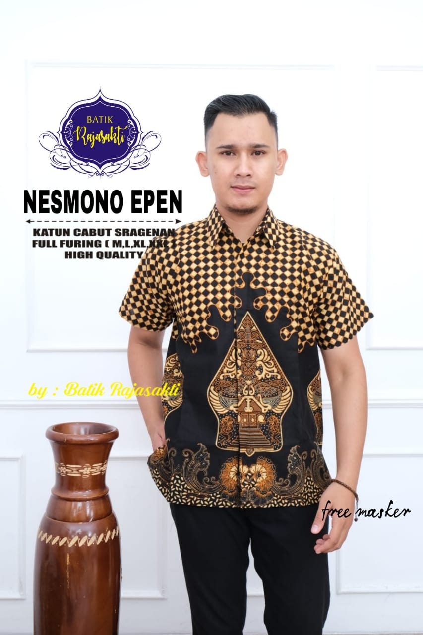 cover-NESMONO EPEN Kemeja Batik Pria Solo Lengan PENDEK Lapis Furing BY RAJASAKTI-1