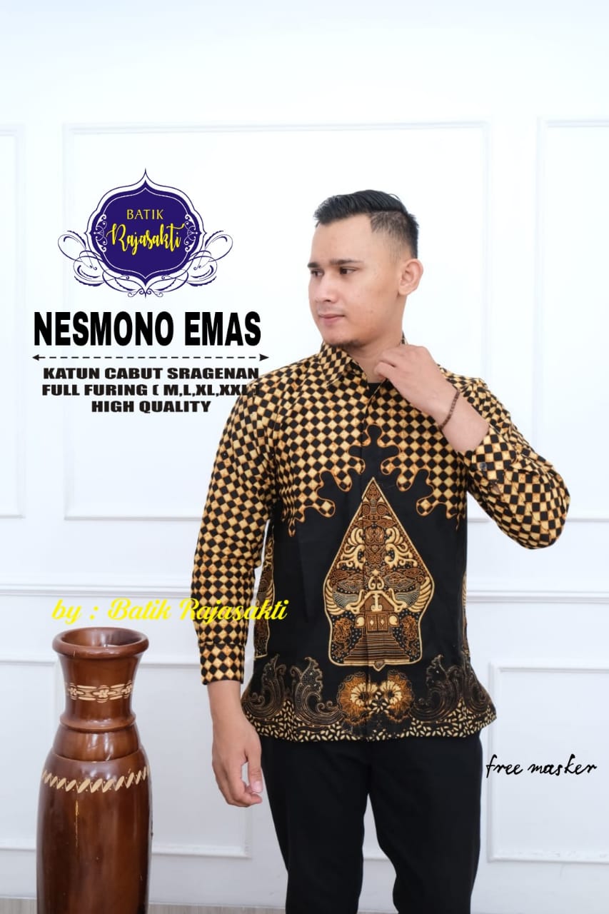 cover-NESMONO EMAS Kemeja Batik Pria Solo Lengan PANJANG Lapis Furing BY RAJASAKTI-1