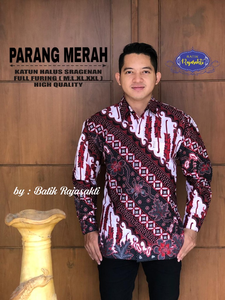 cover-PARANG MERAH Kemeja Batik Pria Solo Lengan PANJANG Lapis Furing BY RAJASAKTI-1