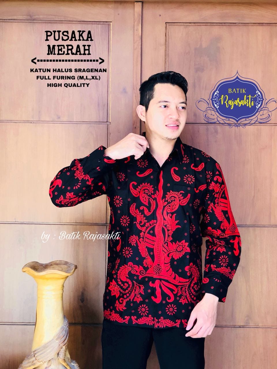 cover-PUSAKA MERAH Kemeja Batik Pria Solo Lengan PANJANG Lapis Furing BY RAJASAKTI-1