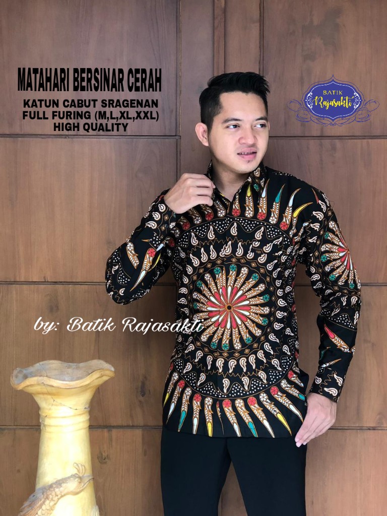 cover-MATAHARI BERSINAR Kemeja Batik Pria Solo Lengan PANJANG Lapis Furing BY RAJASAKTI-1