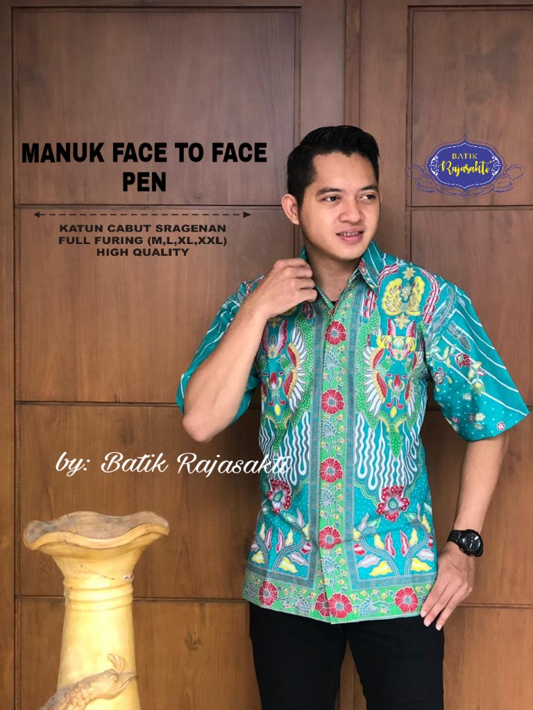 cover-MANUK FACE TO FACE PEN Kemeja Batik Pria Solo Lengan PENDEK Lapis Furing BY RAJASAKTI-1