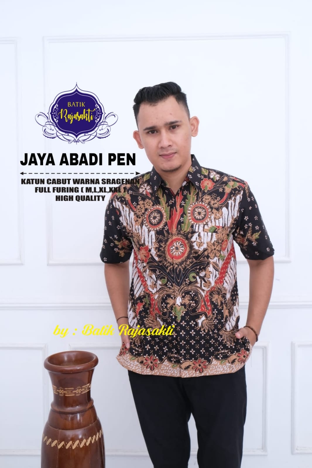 cover-JAYA ABADI PEN Kemeja Batik Pria Solo Lengan PENDEK Lapis Furing BY RAJASAKTI-1