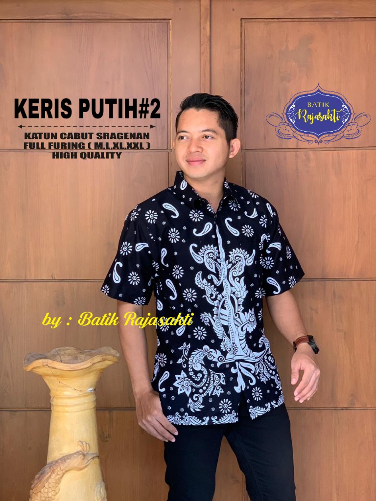 cover-KERIS PUTIH Kemeja Batik Pria Solo Lengan PENDEK Lapis Furing BY RAJASAKTI-1