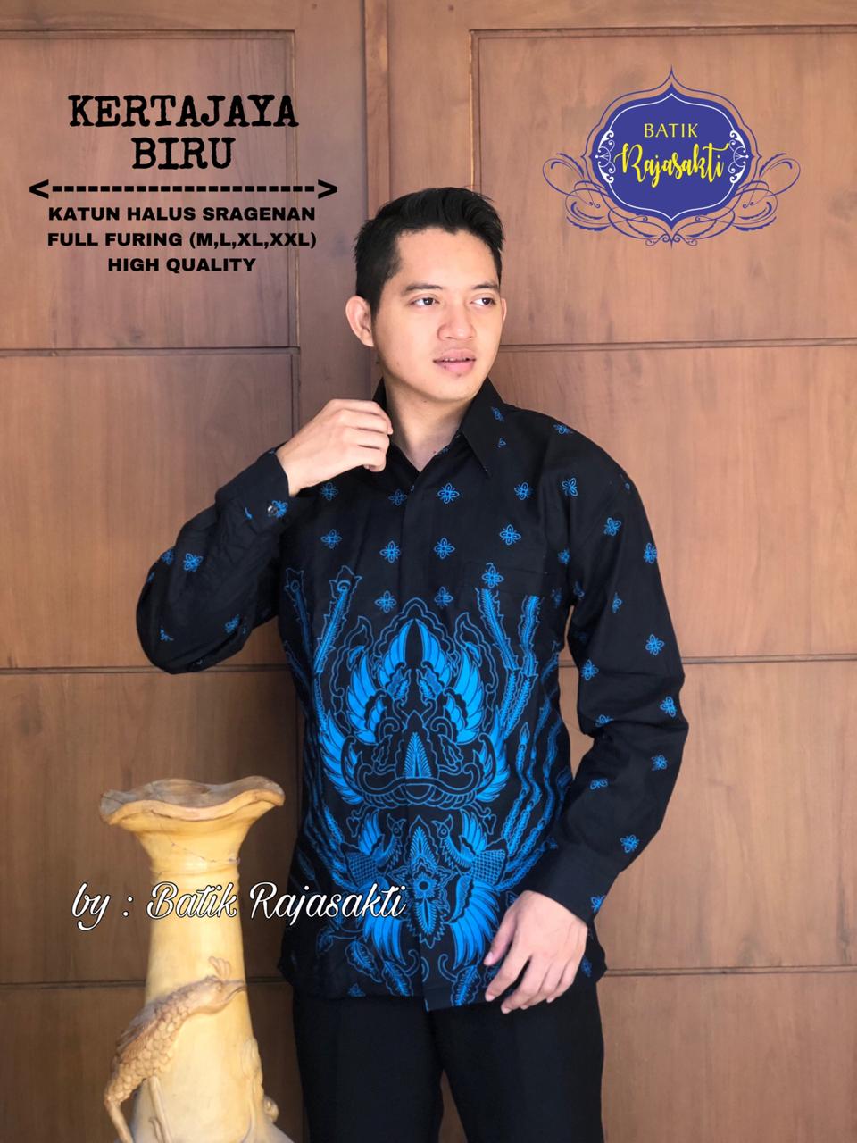 cover-KERTAJAYA BIRU Kemeja Batik Pria Solo Lengan PANJANG Lapis Furing BY RAJASAKTI-1