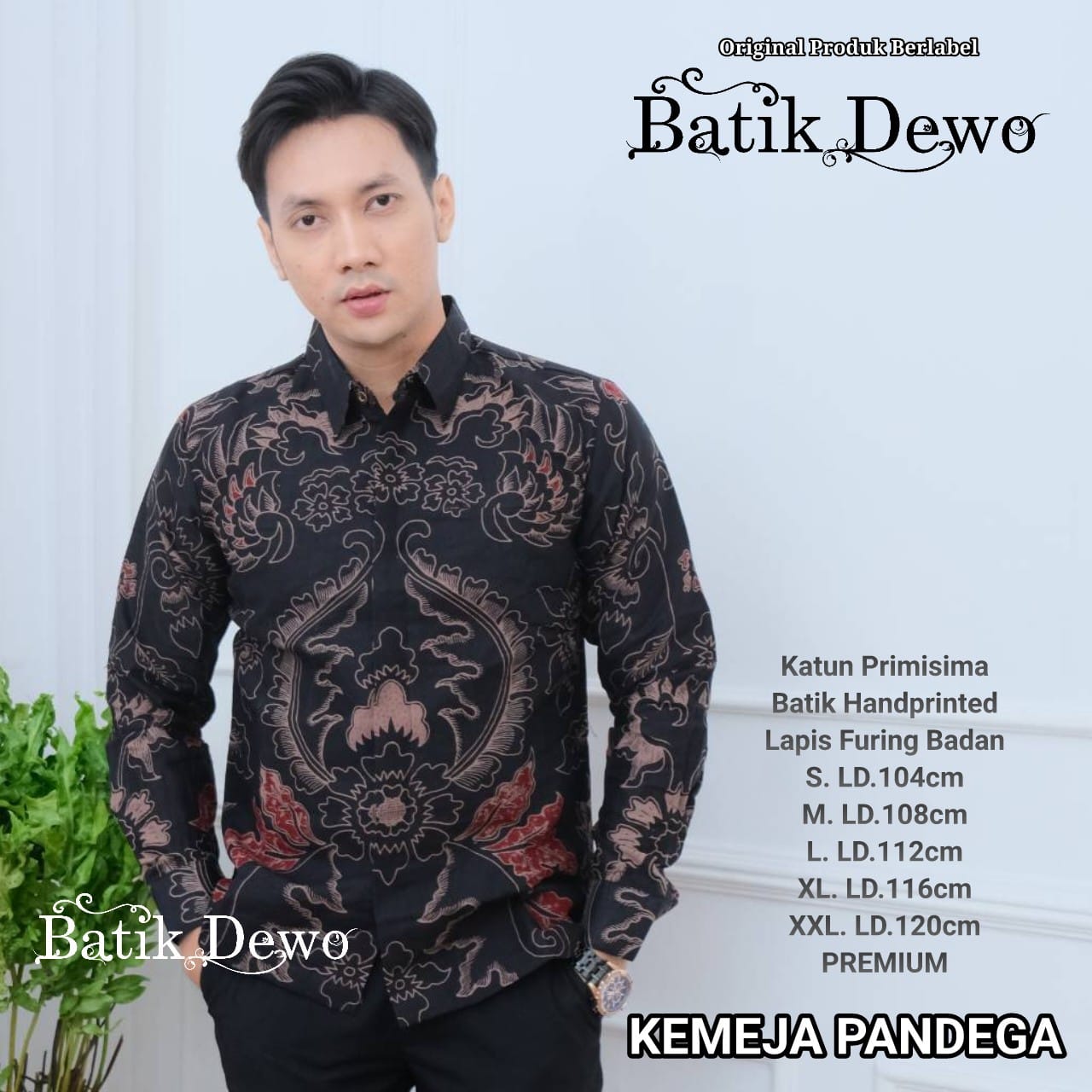 cover-PANDEGA MERAH Kemeja Batik Pria Solo Lengan PANJANG Lapis Furing BY DEWO-1