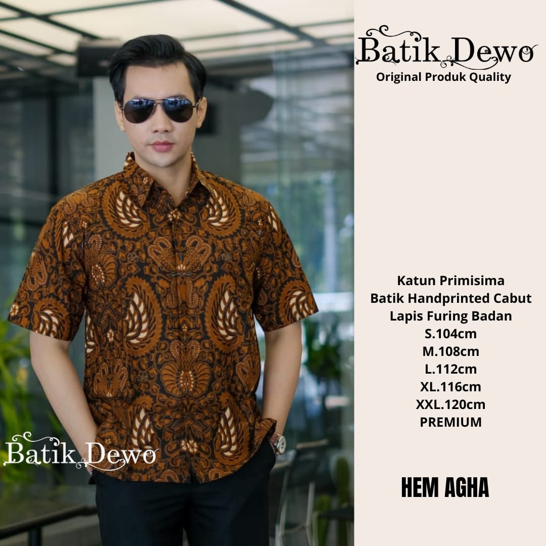cover-AGHA Kemeja Batik Pria Solo Lengan PENDEK Lapis Furing BY DEWO-1