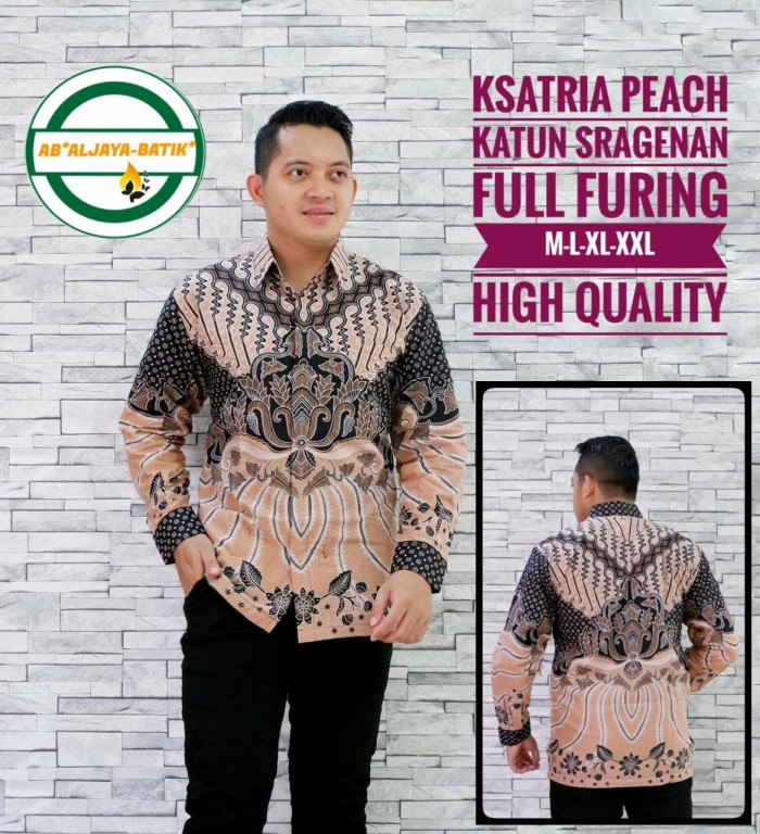 cover-KSATRIA PEACH Kemeja Batik Pria Solo Lengan Panjang Lapis Furing BY ALJAYA-1