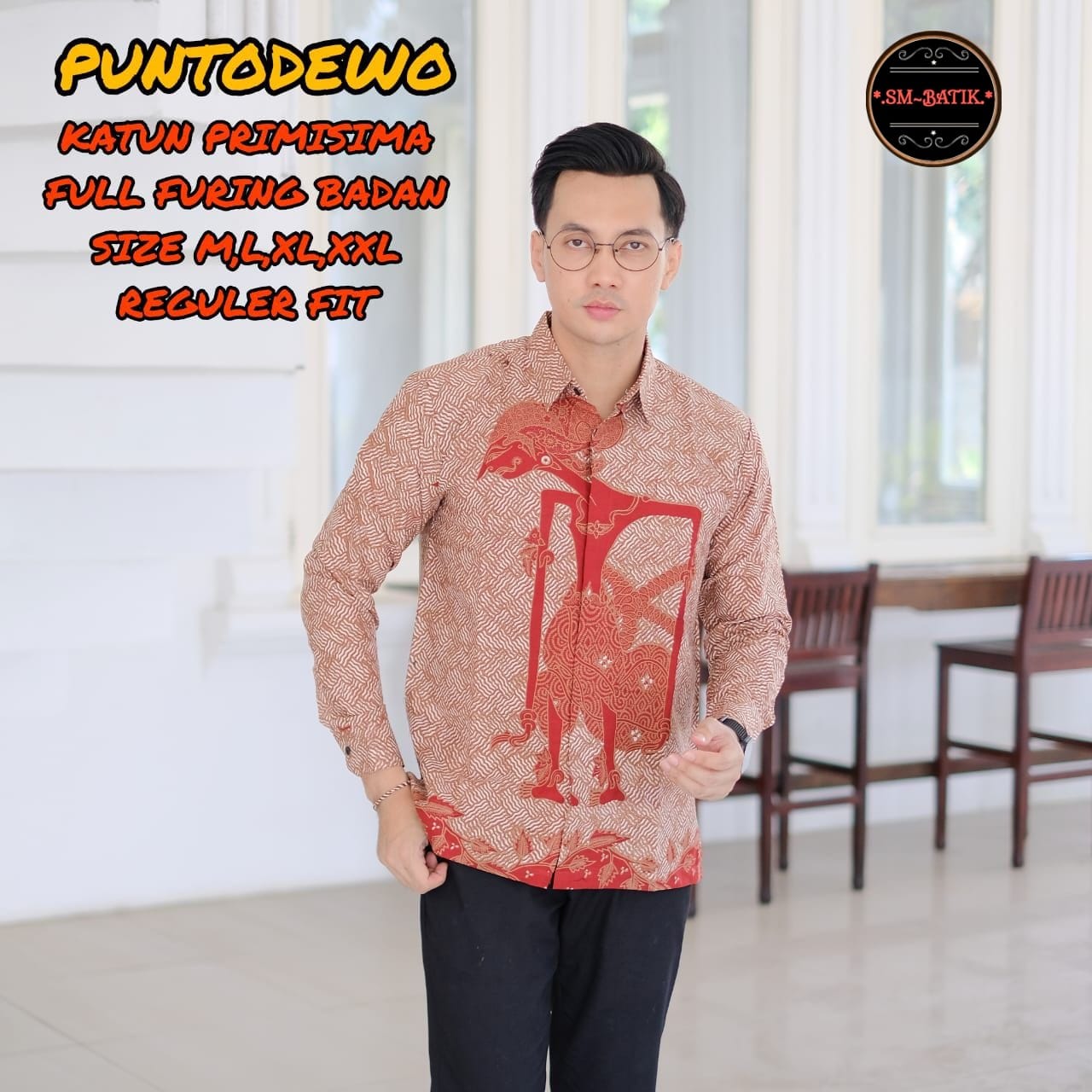cover-PUNTODEWO Kemeja Batik Pria Solo Lengan Panjang Lapis Furing BY SM-1