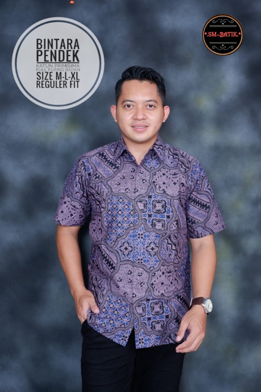 cover-BINTARA Kemeja Batik Pria Solo Lengan Pendek Lapis Furing BY SM-1