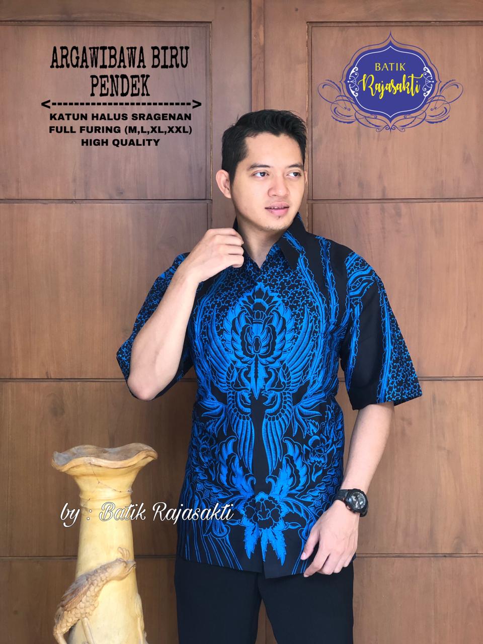 cover-ARGAWIBAWA BIRU Kemeja Batik Pria Solo Lengan Pendek Lapis Furing BY RAJASAKTI-1