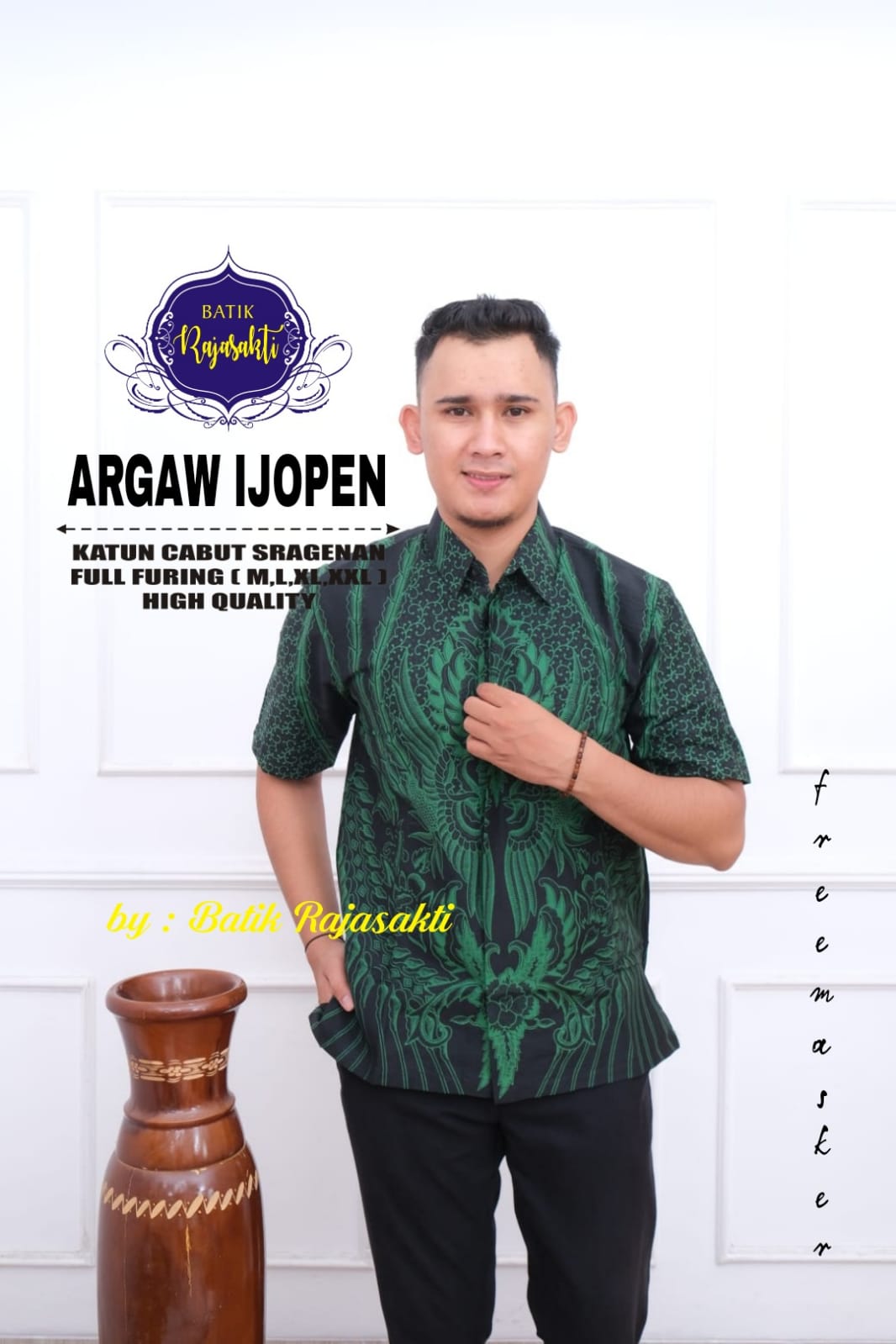 cover-ARGAW IJOPEN Kemeja Batik Pria Solo Lengan Pendek Lapis Furing BY RAJASAKTI-1