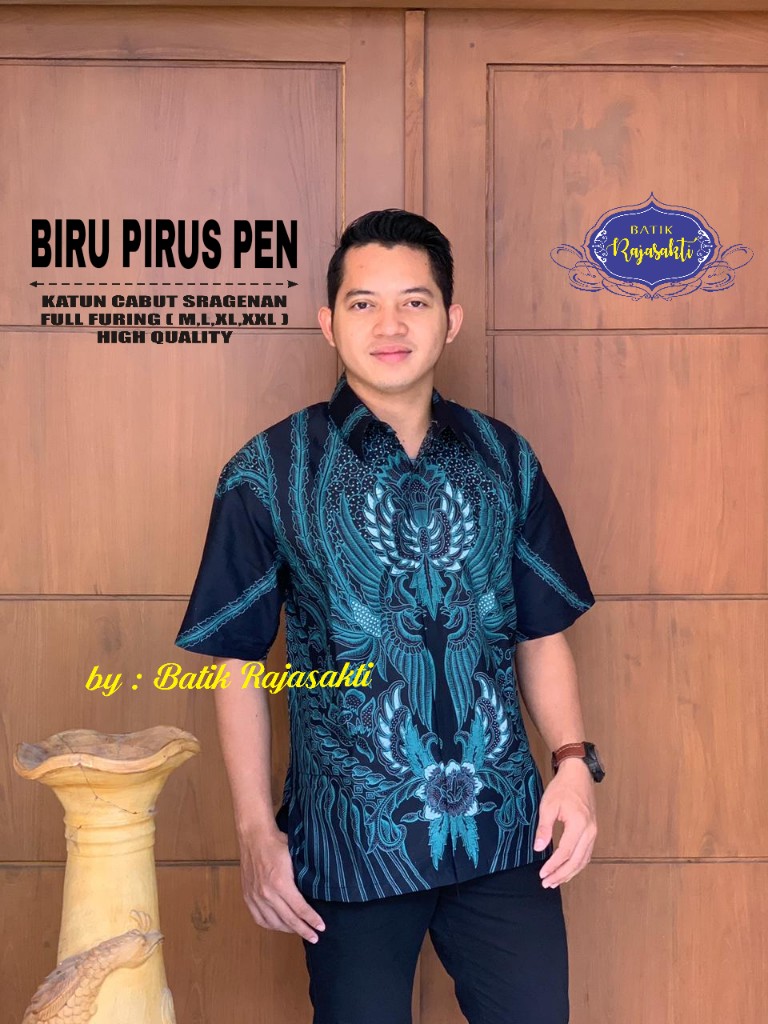 cover-BIRU PIRUS PEN Kemeja Batik Pria Solo Lengan Pendek Lapis Furing BY RAJASAKTI-1