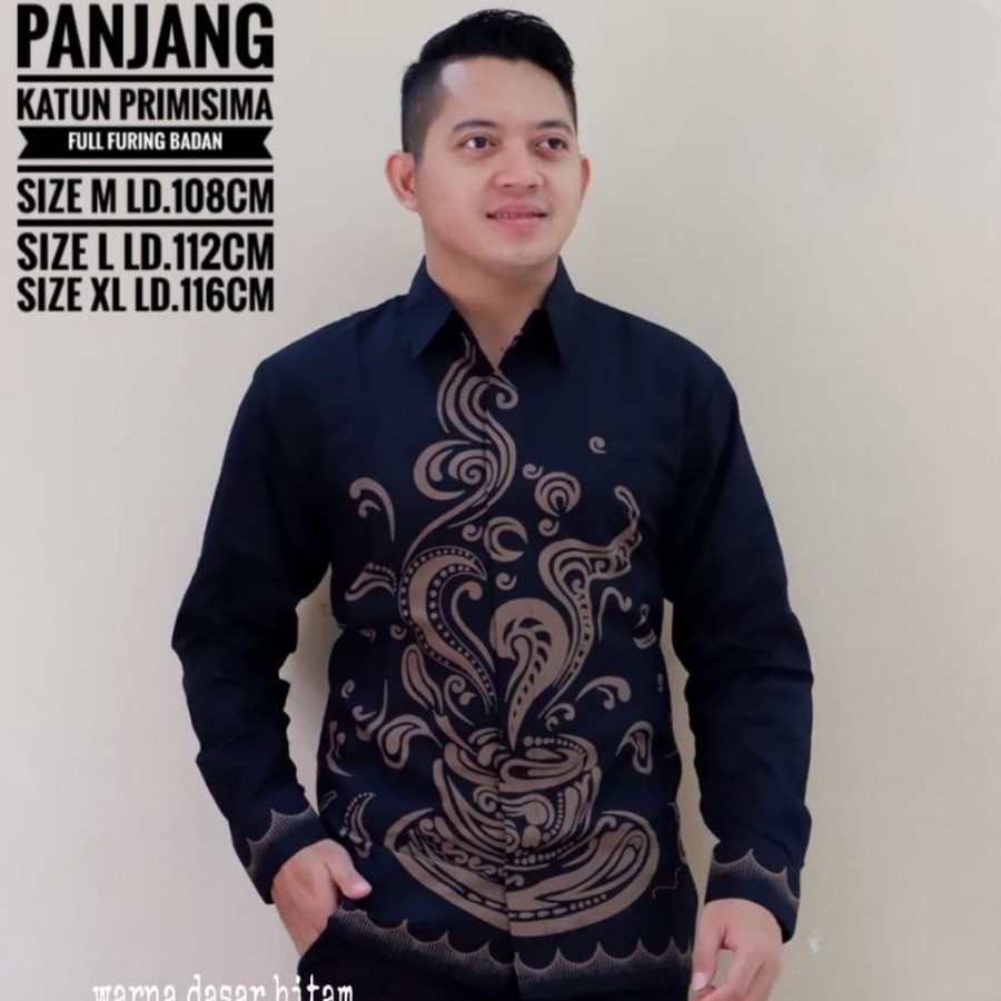 cover-KOPI HITAM Kemeja Batik Pria Solo Lengan Panjang Lapis Furing By BATIKSOLOAMANAH-1