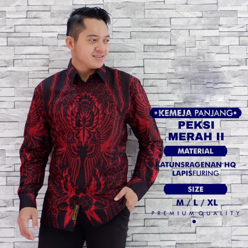 cover-PEKSI MERAH Kemeja Batik Pria Solo Lengan Panjang Lapis Furing By BATIKSOLOAMANAH-1